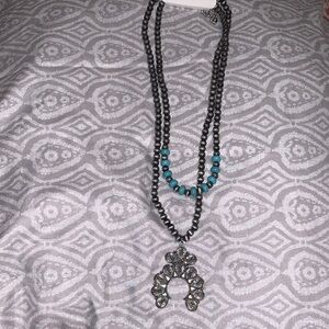 Silver and Turquoise Beaded Necklace
